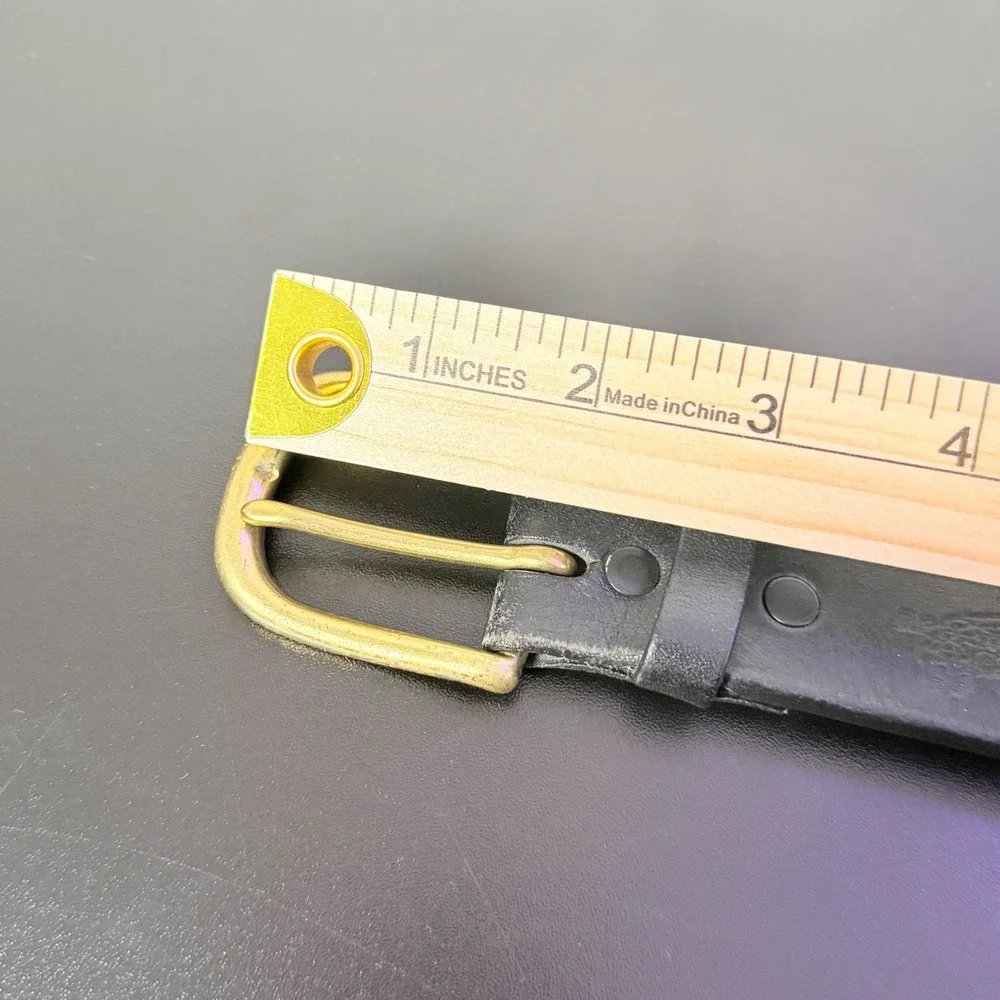 Red Wing Black Leather Belt Solid Brass Gold Buckle Mens 42 USA 96504 Workwear